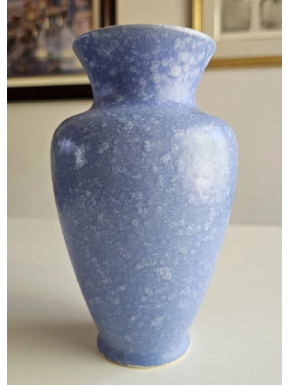 Dumler & Breiden 1250-20 West Germany Art Pottery Vase Blue Speckle Yellow MCM
